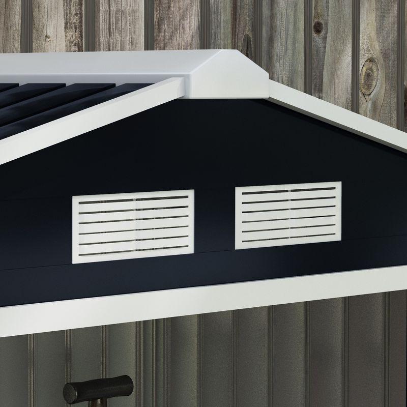 Outsunny 7' x 4' Metal Storage Shed Organizer, Garden Tool House with 4 Vents and 2 Sliding Doors for Backyard, Patio, Garage, Lawn, Dark Gray