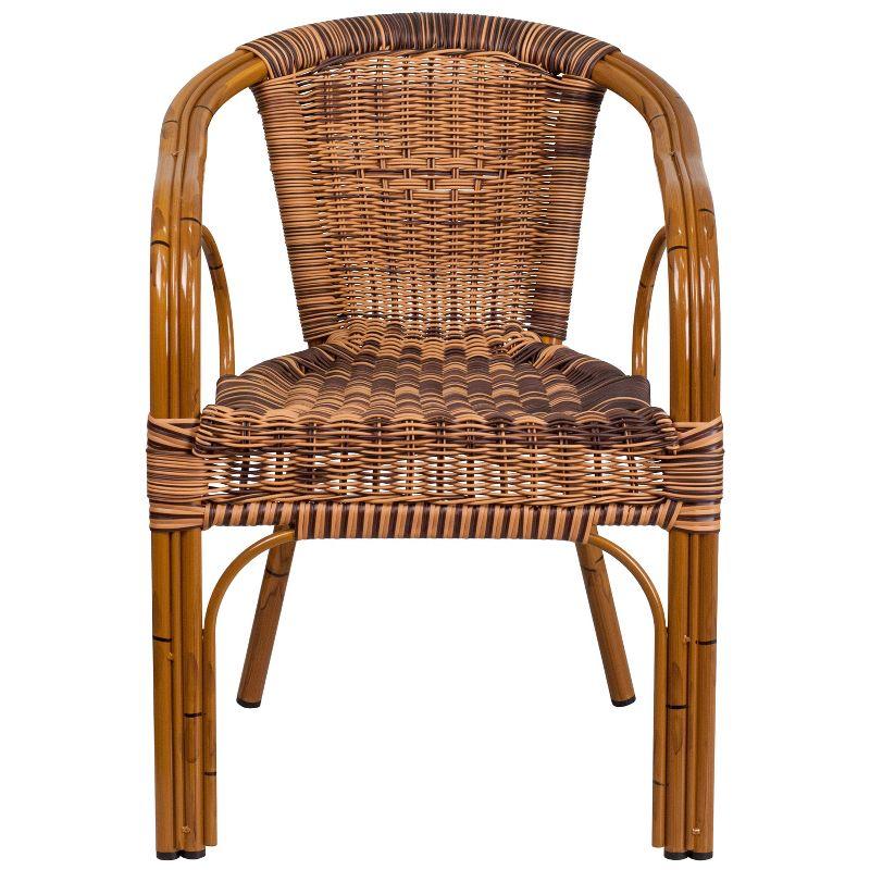 Burning Brown Wicker Dining Chair with Red Aluminum Frame