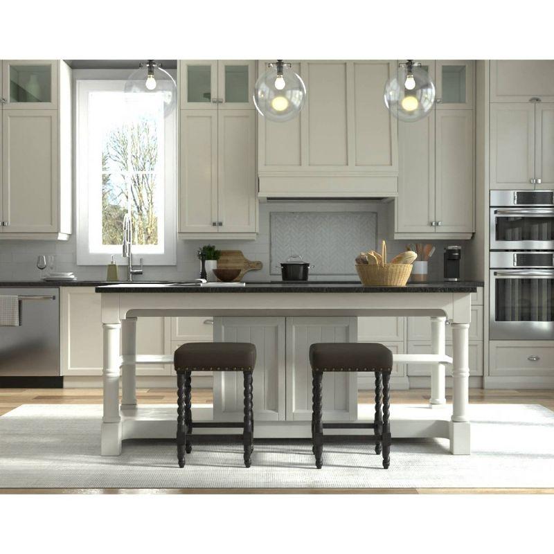 Carolina Living 24" Cadmus Counter Height Barstool Espresso and Table: Upholstered Vinyl, MDF Legs, Foam Fill