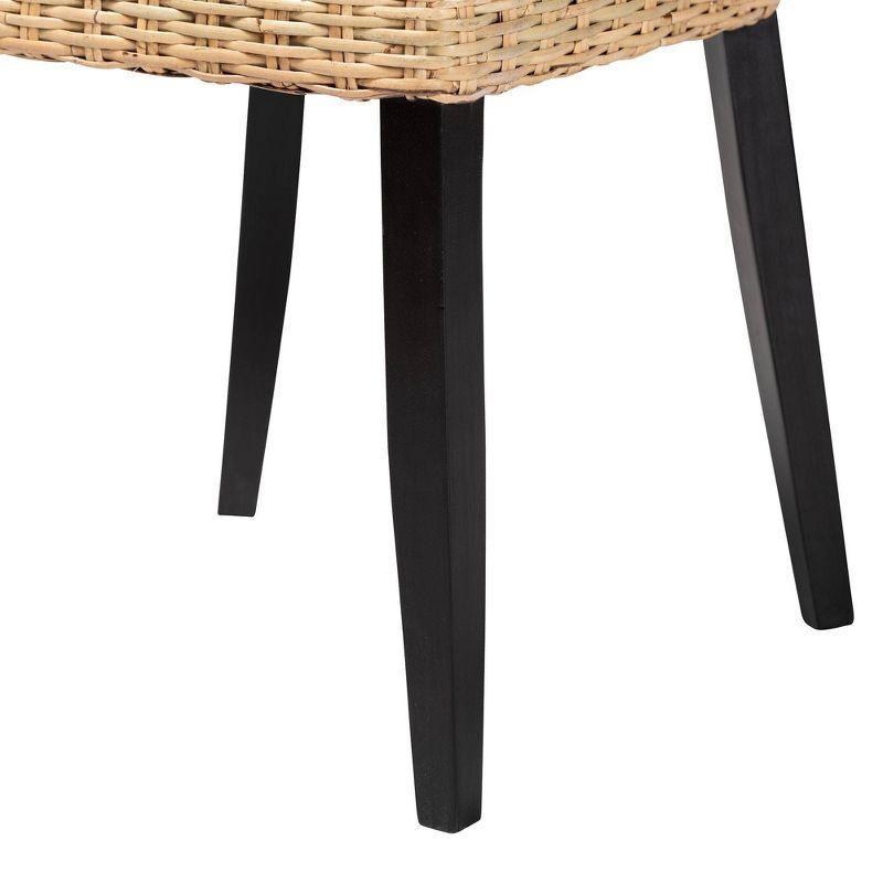 bali & pari Dermot Wood and Natural Rattan Dining Chair Dark Brown/Natural Brown: Interlaken Style, No Assembly Required