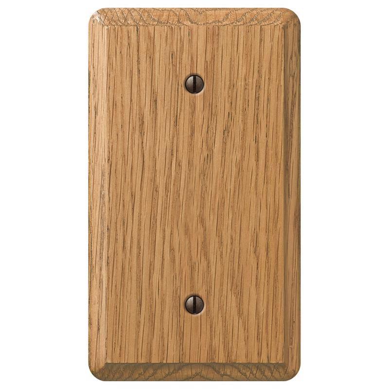 Light Oak Wood 1-Gang Blank Wall Plate