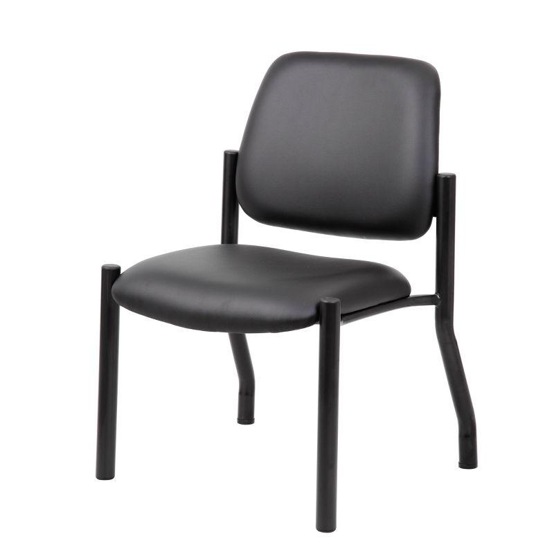 Sleek Mid-Back Armless Guest Chair in Antimicrobial Black Vinyl