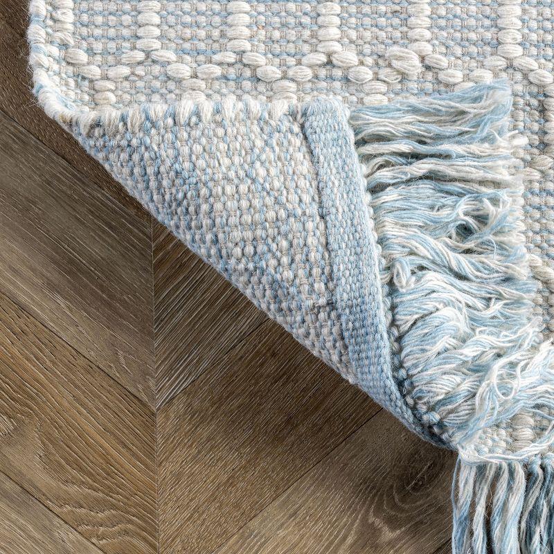 Nuloom Wylie Geometric 3x5 Wool Accent Indoor Area Rug for Living Room Bedroom Dining Room Entryway Kitchen, Baby Blue/Ivory