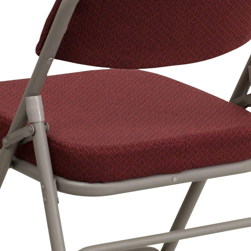 Set of 2 Burgundy Fabric Cushioned Metal Folding Reception Chairs