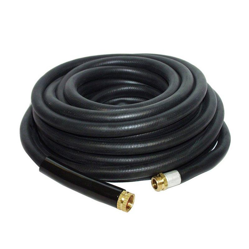 Apache 50-Foot Black Industrial Rubber Garden Water Hose with Brass Fittings (2 Pack)