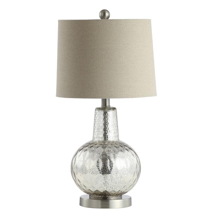 Atlas 24" Silver Mercury Glass Table Lamp with Ivory Shade