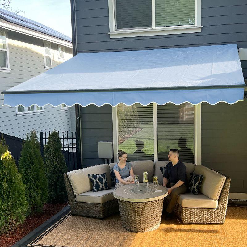 Retractable Home Patio Awning | Deck Canopy |UV Protection Sunshade | Manual Black Frame | Upgraded 2024