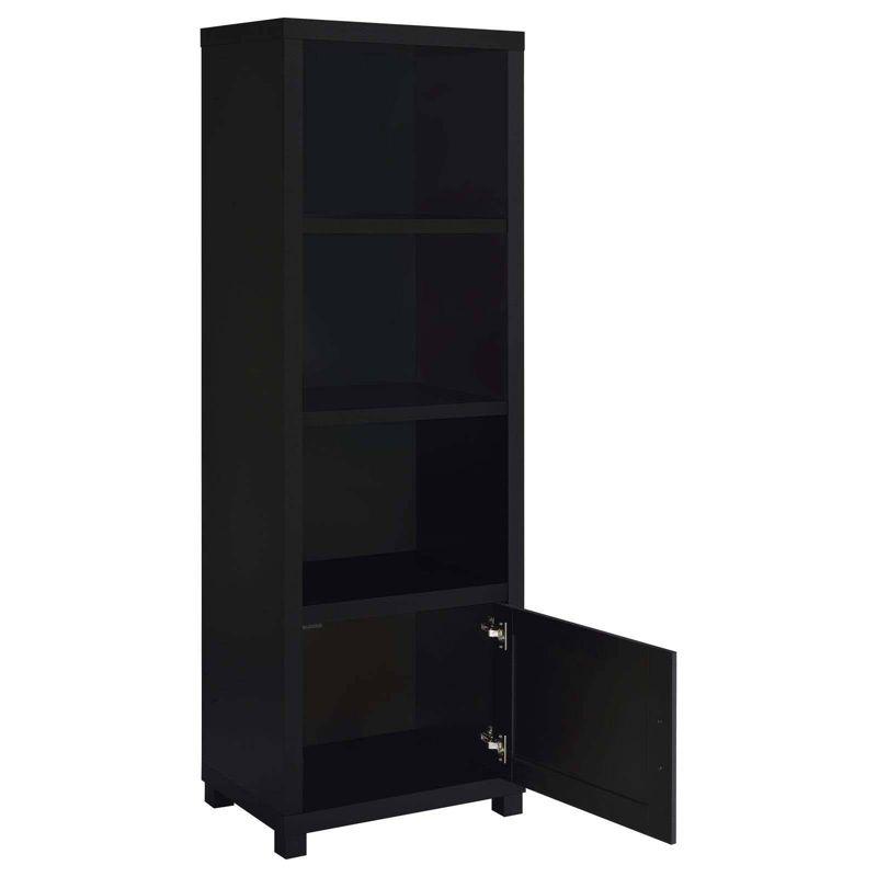 Coaster Jupiter Modern 3 Shelf Wood Media Tower with Cabinet Black