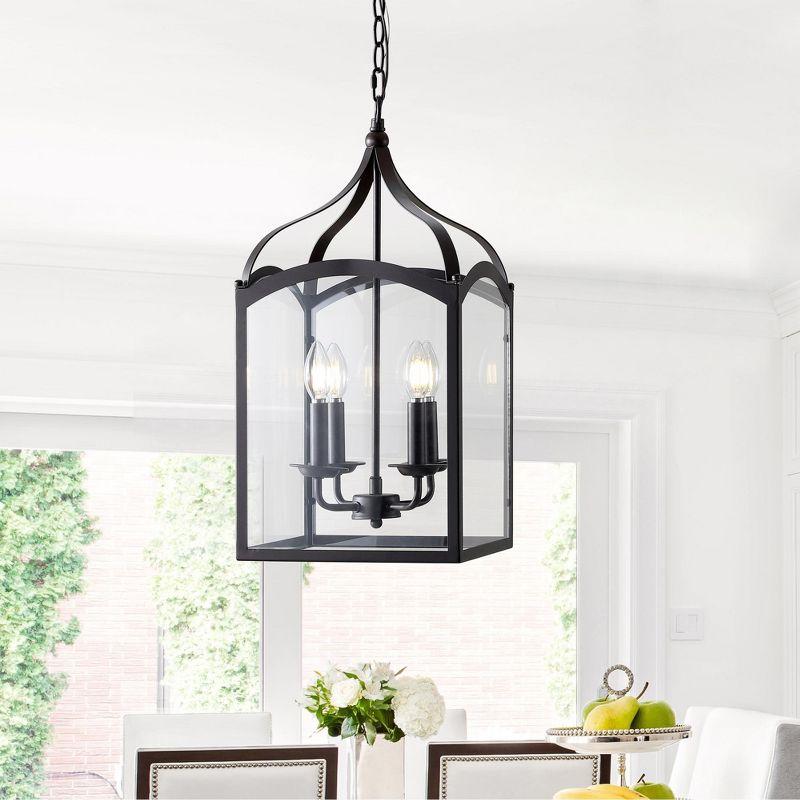 JONATHAN Y Ruth 11" 4-light Traditional Classic Lantern Metal/Glass LED Pendant, Oil Rubbed Bronze