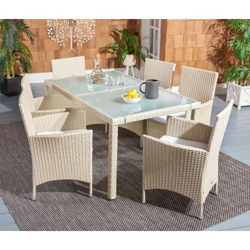 Jolin 7 Pc Dining Set - Outdoor - PAT7706 - Beige/White - Safavieh