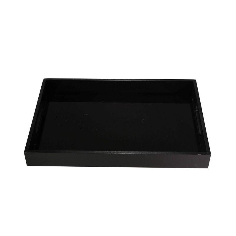 Sagebrook Home 18" Simple Black Serving Tray - Contemporary Decorative Wood and Glass Serving Tray for Home or Office Decor Hosting