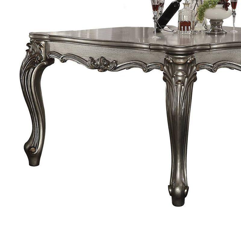 55" Versailles Dining Table Antique Platinum - Acme Furniture: Traditional Style, Scrolled Feet, Nailhead Trim, Wood Frame