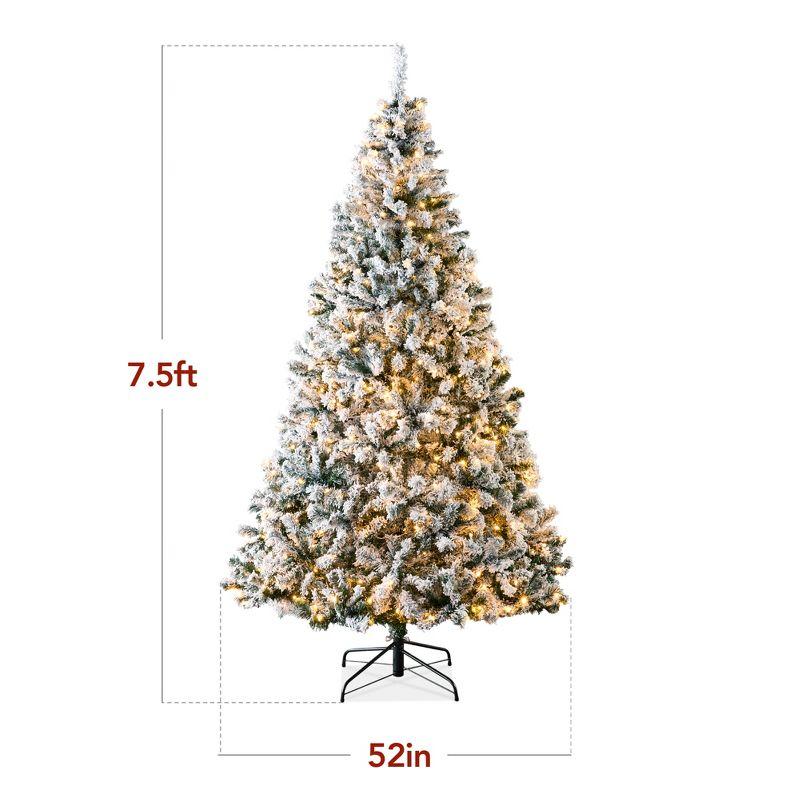 Best Choice Products Pre-Lit Holiday Christmas Pine Tree w/ Snow Flocked Branches, Warm White Lights