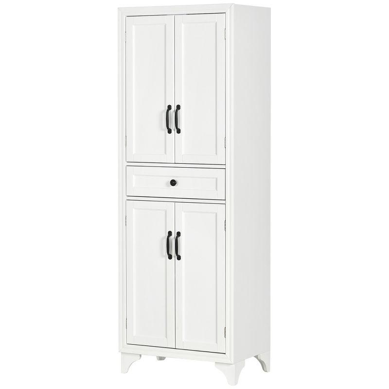 HOMCOM 67" Freestanding Kitchen Pantry Storage Cabinet with Doors and Shelf Adjustability, Kitchen Shelving Furniture for Small Spaces, White