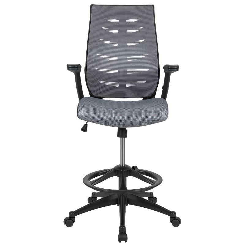 High Back Mesh Spine-Back Ergonomic Drafting Chair with Adjustable Foot Ring