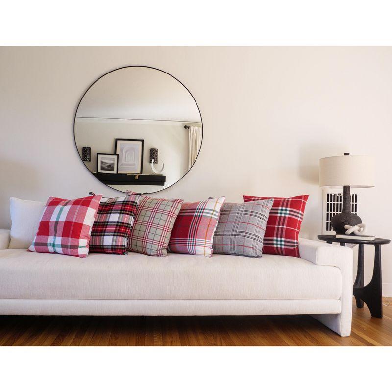Plaid Feather Reversible Throw Pillow