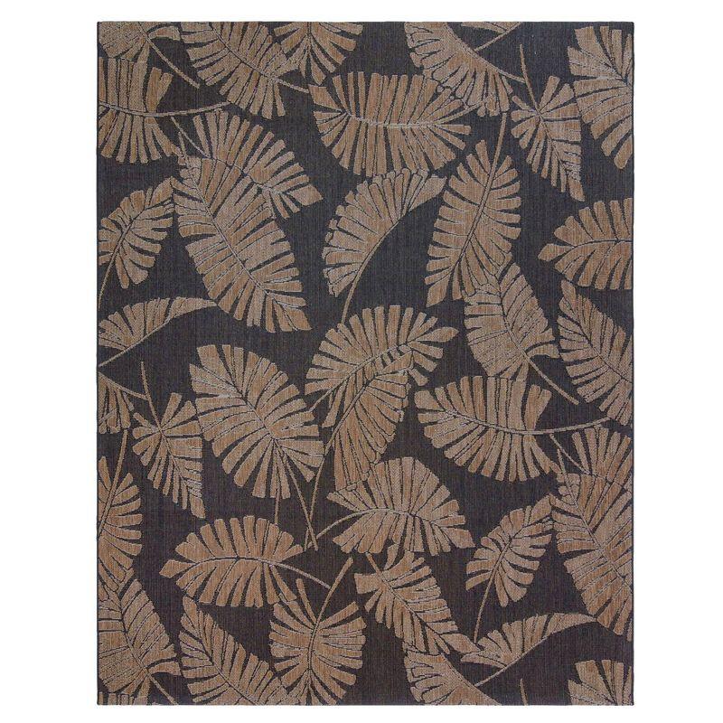 Reyn Spooner Reyn Spooner Lua'ehu Havana Brown/Black Bold Tropical Leaf Flatweave Indoor/Outdoor Area Rug