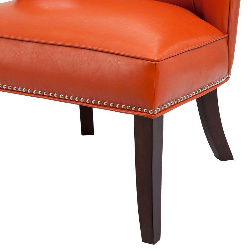 Hilton Concave Back Armless Chair - Tangerine: Faux Leather, Silver Nailhead Trim, High-Density Foam