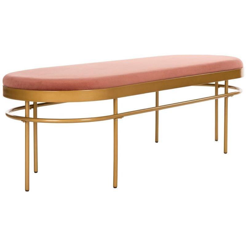 Sylva Dusty Rose Velvet Oval Bench with Gold Metallic Finish