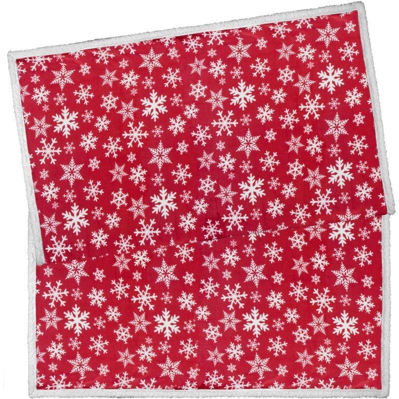 PAVILIA Soft Fleece Blanket Throw for Couch, Lightweight Plush Warm Blankets for Bed Sofa with Jacquard Pattern, Snowflake Red/Throw - 50x60