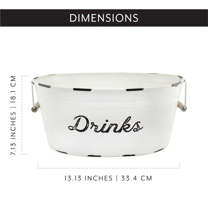 AuldHome Design White Farmhouse Enamelware Drinks Tub; Farmhouse Metal Beverage Serving Container