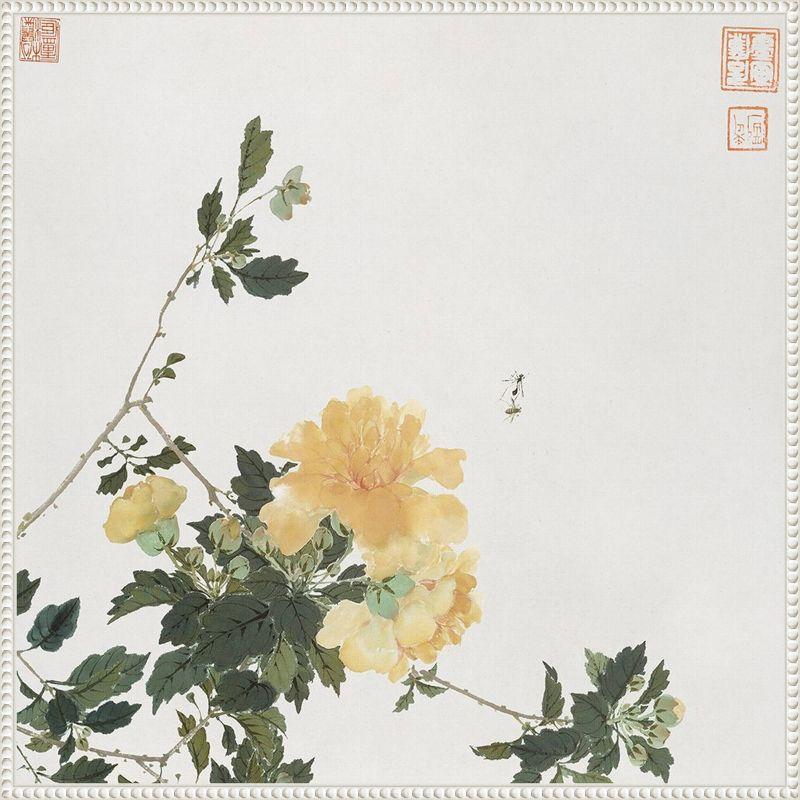 Amanti Art 30"x30" Insects and Flowers VI by Ju Lian Framed Canvas Wall Art Print