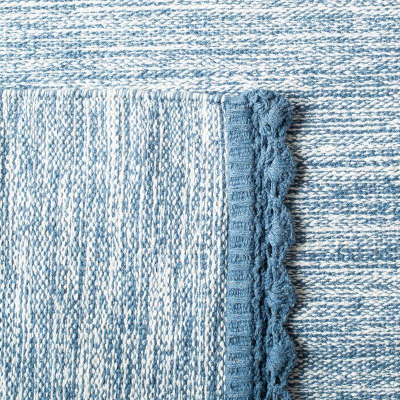 Coastal Charm Blue Flat-Woven Cotton & Wool 3' x 5' Area Rug