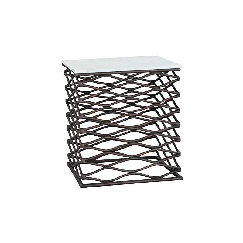 Zuo Duke Side Table White & Antique Bronze