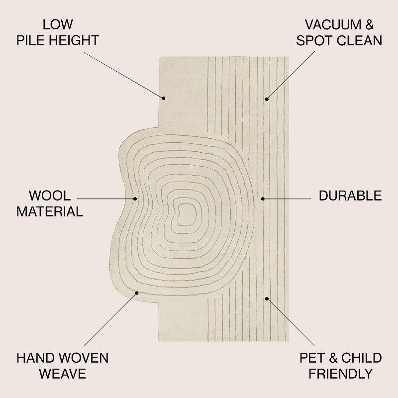 JONATHAN Y Retro Bohemian Abstract Striped Handwoven Wool Ivory/Beige 6 ft. x 9 ft. Area Rug