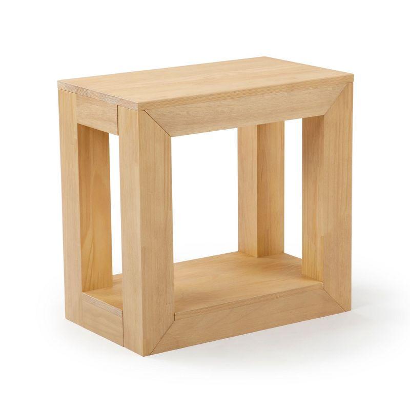 Plank+Beam Modern Rectangular Side Table with Shelf, 25", Solid Wood Narrow End Table for Living Room with Storage