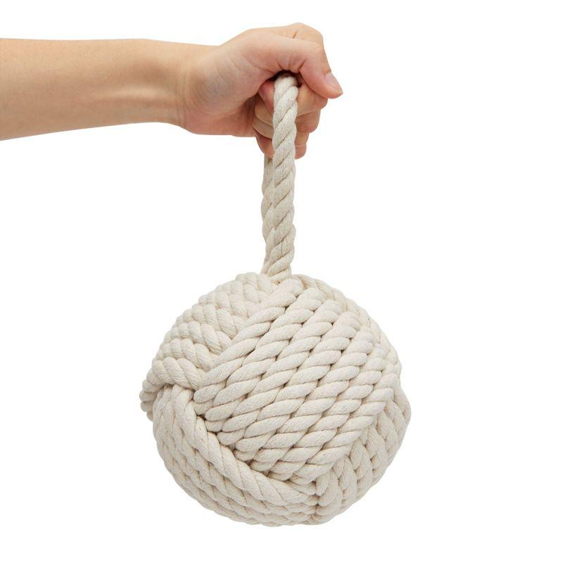 Okuna Outpost Decorative Weighted Door Stop with Handle, Nautical Knot Rope for Floor, 3.5 lbs, 6 x 12.5 In