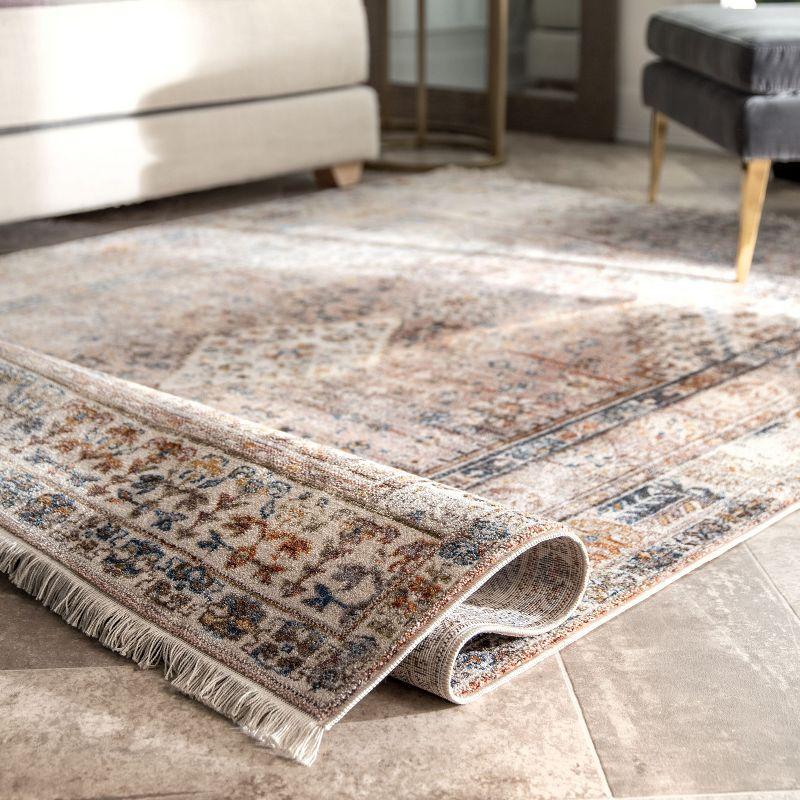 Farley Khaki Medallion Synthetic 5' x 7' Area Rug