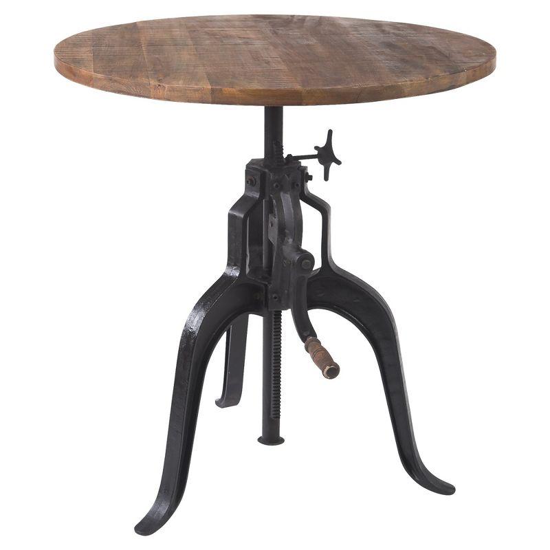 Adjustable Height Black Cast Iron and Mango Wood Pub Table