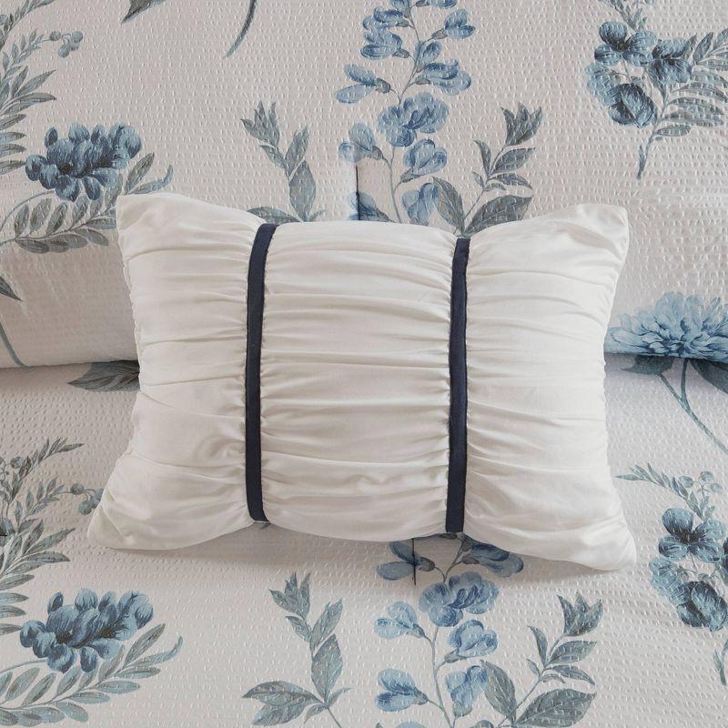Zennia 7 Piece Seersucker Floral Comforter Set with Throw Blanket