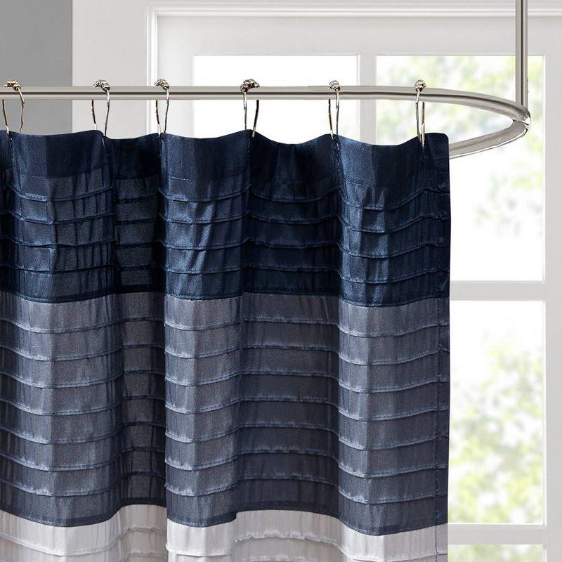 Amherst Striped Faux Silk Shower Curtain