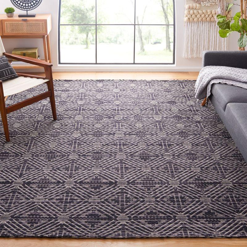 Handmade Black Geometric Wool 6' x 9' Flat Woven Rug