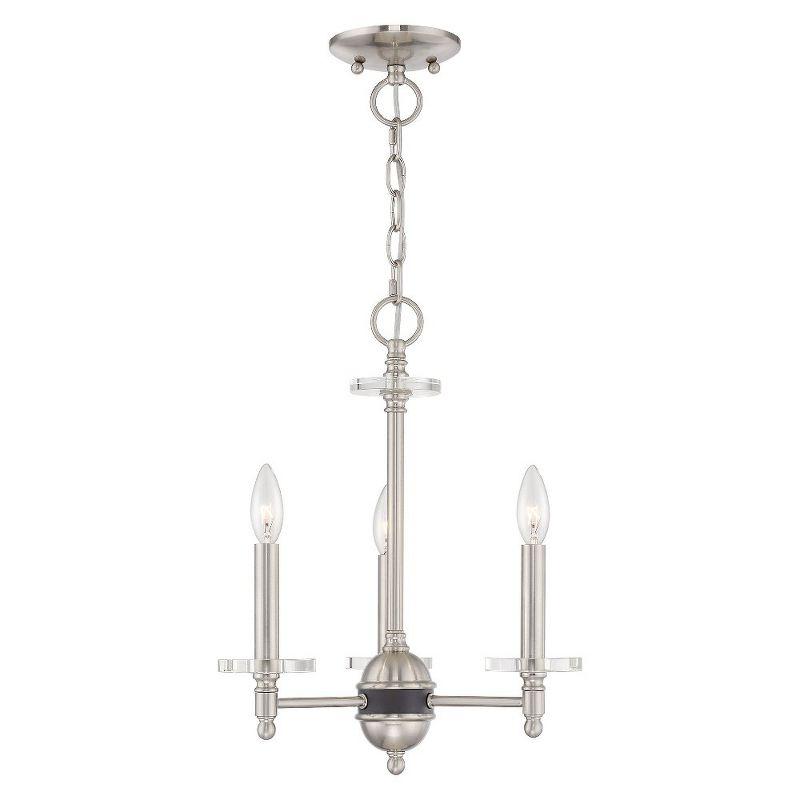 Bancroft Brushed Nickel 3-Light Mini Chandelier with Clear Crystal Bobeches