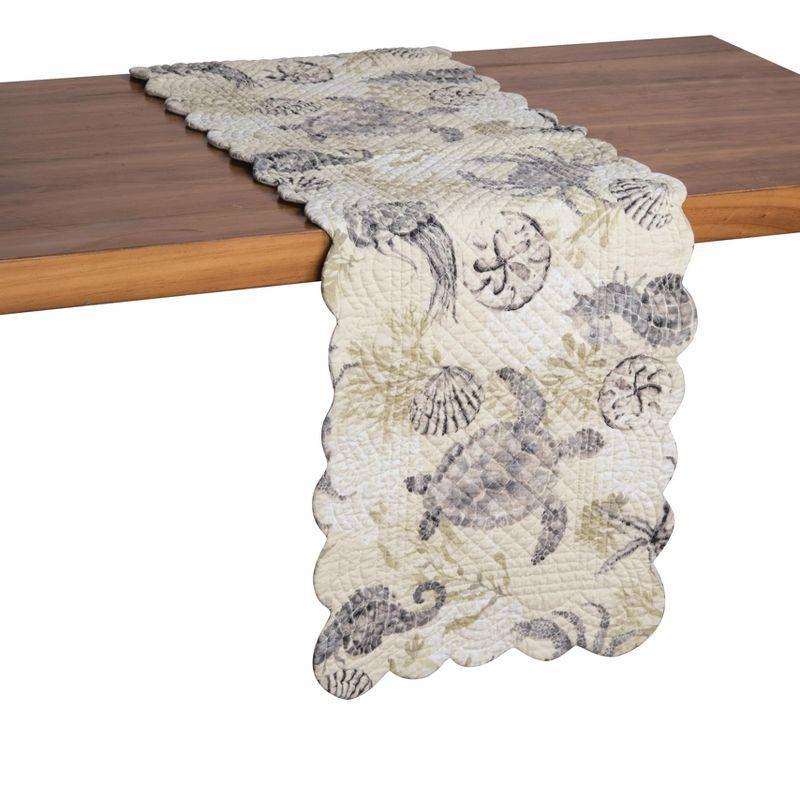 Beige and Gray Quilted Coastal Table Runner