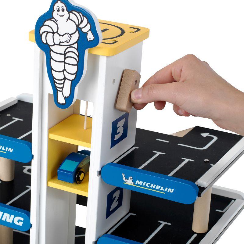 Theo Klein Michelin Car Service Mechanic Station Kids Wooden Toy Playset with 1 Play Car, Screwdriver, and Tires for Ages 3 and Up