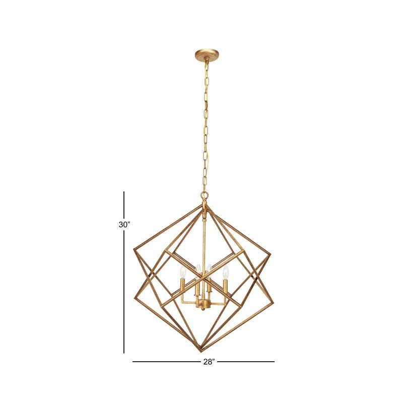 Modern Metal Chandelier with Link Style Chain Gold - Olivia & May: Ceiling Lighting, Geometric Design, E12 Socket