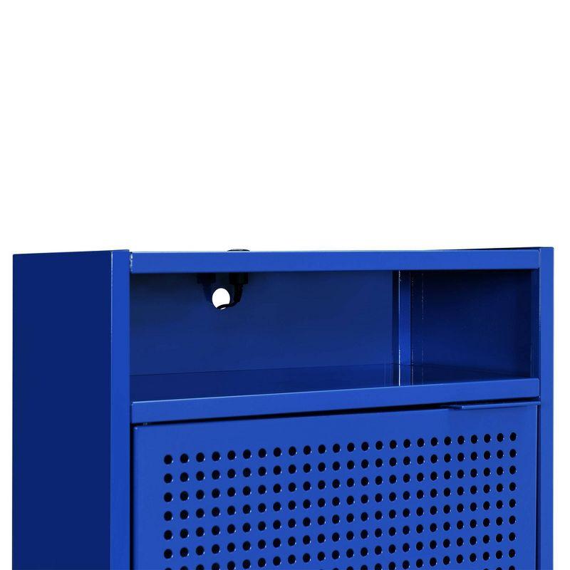 Gemma Contemporary Blue Metal Nightstand with USB Port