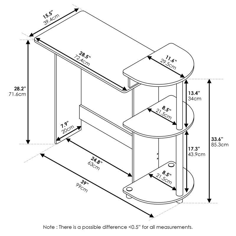 Furinno Modern Compact Computer Desk Writing Study Home Office Corner Desk with Storage Shelves