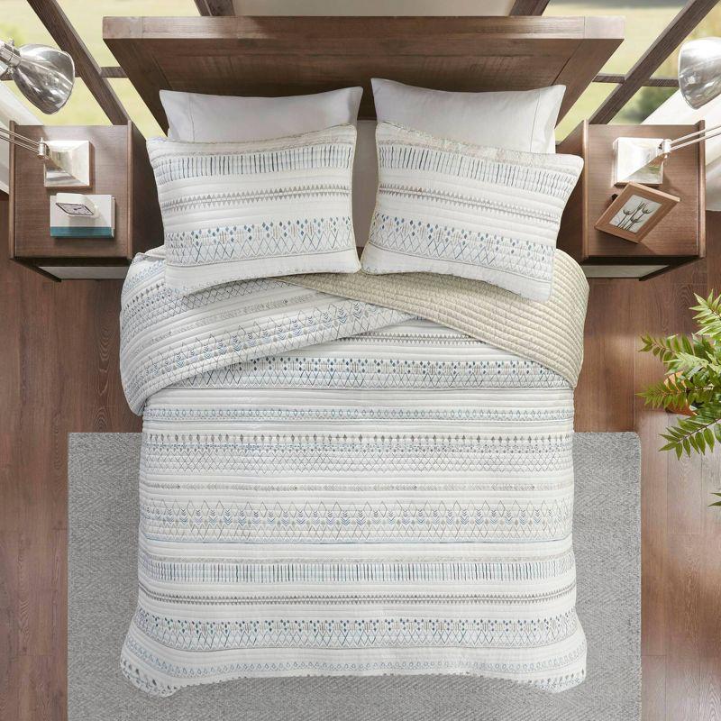 Madison Park Fraser 5 Piece Printed Seersucker Comforter Set with Throw Pillows