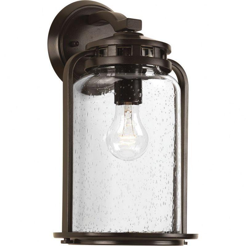 Progress Lighting Botta 1-Light Medium Wall Lantern, Antique Bronze, Clear Seeded Glass