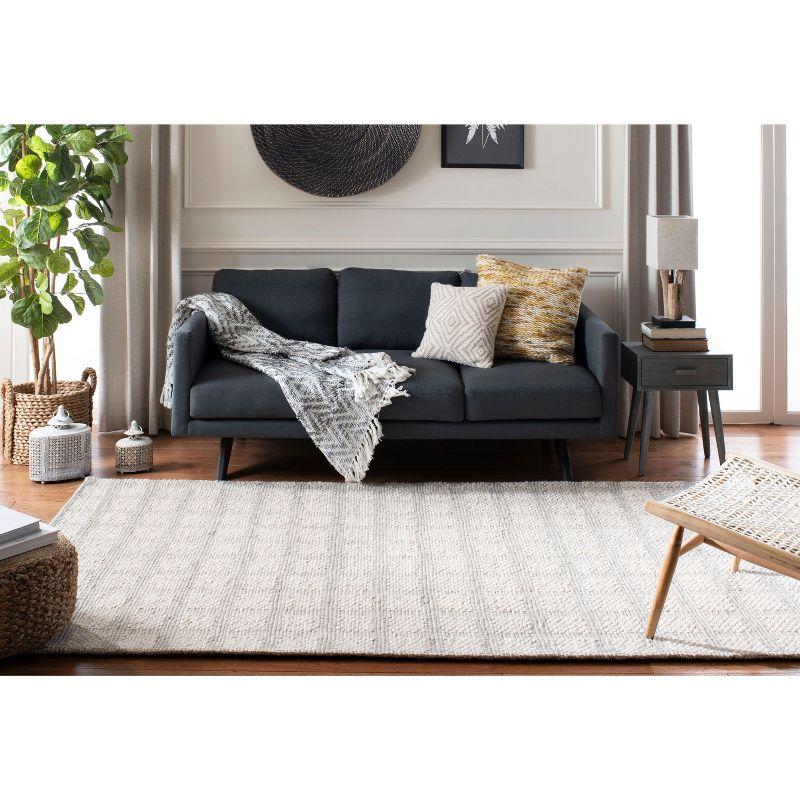 Gray and Beige Rectangular Wool Handwoven Area Rug, 8' x 10'