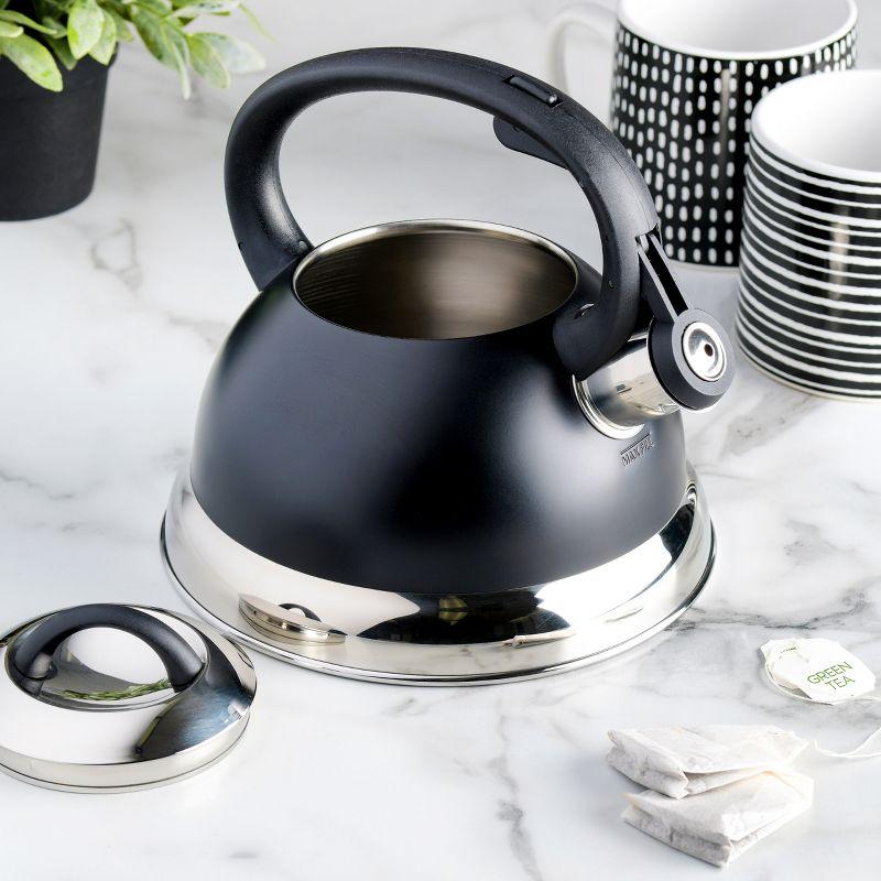 Mr. Coffee Flintshire 1.75 Quart Whistling Stovetop Tea Kettle in Black