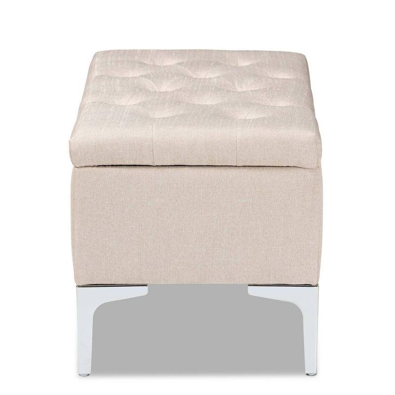 Mabel Fabric Upholstered Metal Storage Ottoman Silver - Baxton Studio