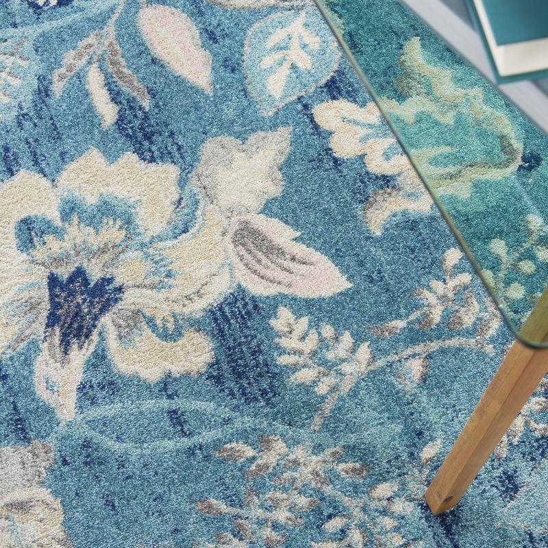 Nourison Tranquil 6' X 9' Turquoise Area Rug French Country Eclectic Floral by Nourison