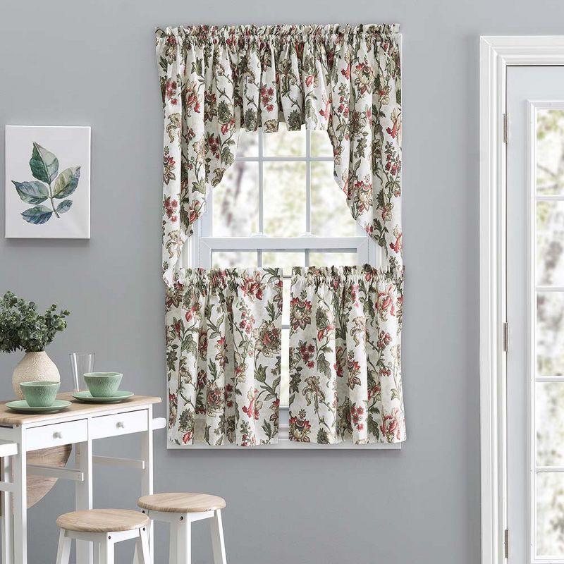 Madison Floral Brick Rod Pocket Tailored Swag Valance