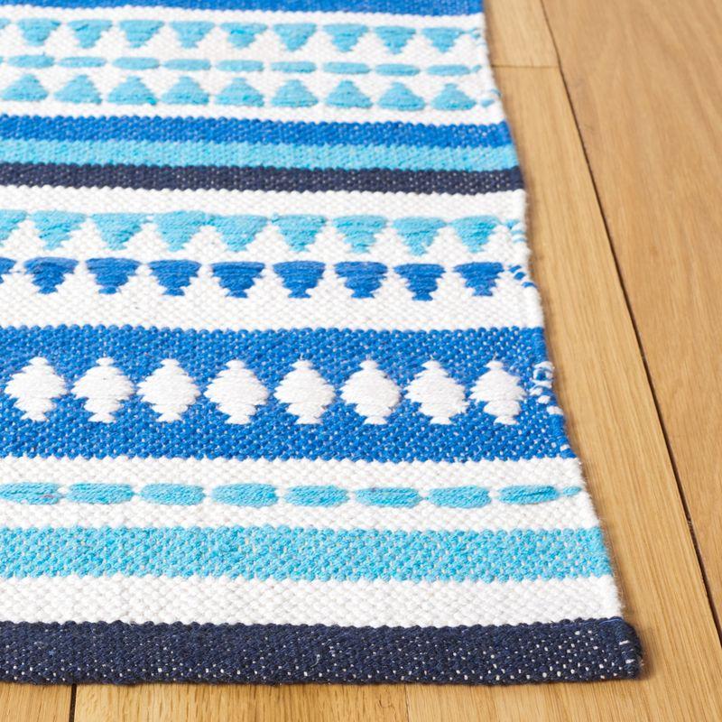 Coastal Breeze Blue Cotton Flat Woven Handmade Rug - 5' x 8'